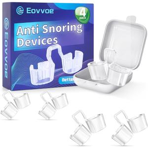 Anti Snoring Devices with 3-Gear Adjustable Design, Snore Stopper for Snoring Solution, Increases Airflow - 4 Pack