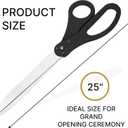 Ribbon Cutting Ceremony Scissors — 25" Black Giant for Grand Openings Heavy Duty Scissors Large Ribbon Cutting for Special Events and Ceremonies