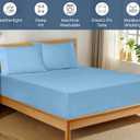 Royale Linens 100% Organic Cotton Fitted Sheet - Percale Weave - Super Soft Deep Pocket Bottom Sheets - Lake Blue Elastic Sheet Queen Size - Queen Fitted Sheets Only - (60"x80"+15", Lake Blue)
