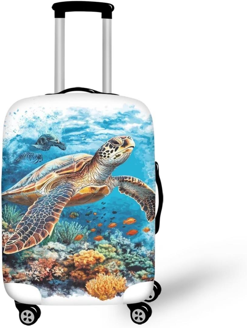 Cozeyat Boho Sea Turtle Elastic Travel Luggage Cover Travel Suitcase Protective Cover for Trunk Case Apply to  L(25"-28"cover) Suitcase Cover