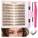 Cat Eye Lash Extension Kit Natural DIY Eyelash Extension Kit Wispy Lash Clusters Kit Individual Lashes with Lash Bond and Seal and Eyelash Clusters Tweezers by TOOCHUNAG