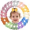 24PCS 3inch Hair Clips, Oaoleer Girls' Fully Lined Tiny Bows Alligator Clips for Infants Toddlers (12 Colors, Style H)
