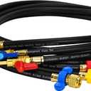 Upgraded 1/4" A2L Refrigerant Hose,72", Compact Ball Valve Refrigerant Hose Kit with Color-Coded Wrench, A2L HVAC Hose for R-1234YF, R-134A, R-410A, 1/4" x 1/4" Flare Fittings (Pack of 3)
