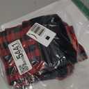 Tatuo 6 Pack Christmas Burlap Buffalo Plaid Stockings Large 18" Xmas Stockings with 6 Letter Adhesive Vinyl Sticker Christmas Tree Hanging Decorations Xmas Party Supplies(Black and Red)