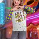 Kids Mardi Gras Shirt Girls Boys Fat Tuesday Shirts New Orleans Carnival Party Mask Graphic Outfits (White)