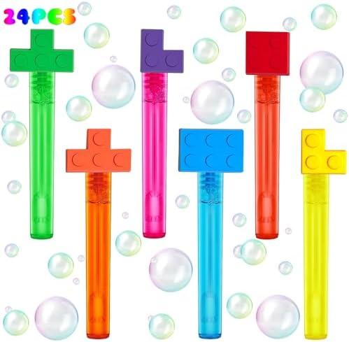 Building Blocks Party Favors,9Pcs Building Blocks Bubble Wands for Kids,Cute Bubble Wand for Birthday Party Supplies,Classroom Prizes Pinata Goodie Bag Stuffers Gifts