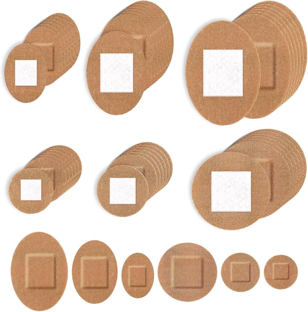 120pcs Round & Oval Bandages for Face, Elastic Fabric Flexible Adhesive Spot Small Dot Skin Friendly for Nose Hands & Delicate Wounds(6 Sizes)