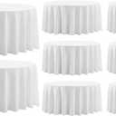 Round Tablecloth 120 Inch 8 Pack White Tablecloths Washable Decorative Linen Polyester Table Clothes Cover for Dining Table Banquets Buffet Parties and Wedding