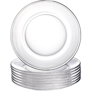WUWEOT 8 Pack Glass Dessert Plates, 7.5" Clear Salad and Appetizer Plates, Snack Fruit Dinner Serveware, Dishwasher Safe