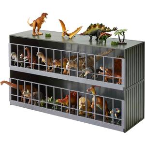 YAMAZAKI Home Two-Tier Toy Dinosaur and Animal Display Storage Rack, Childrens' Toy Bin Organizer Box, Plastic, Stackable, No Assembly Req., One Size