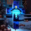 Yousoontic Outdoor Nativity Scene Solar Lighted Religious Christmas Garden Stake Nativity Scene Yard Decorations Solar Light up Holy Night Cross Stake Decor for Christmas Outside Patio Yard (Classic)