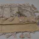 Loom and Mill Luxury Jacquard Sofa Arm Covers 2 PCS, Elegant Floral Couch Armrest Cover with Tassels, Non-Slip Furniture Protector for Chair Sofa Recliners Couch Dogs Pets, Pearly Beige, 14x14in (Armrest Cover-2 Pieces 14x14 inch, Pearly Beige)