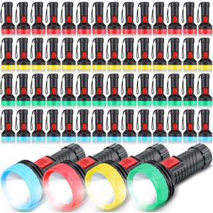 Hortsun 60 Pcs Operation Christmas Bulk Items Mini Flashlights with Lanyard LED Keychain Handheld Plastic Flashlight for Light Night Reading Emergency Camping Hiking Outdoor Home Party Favors