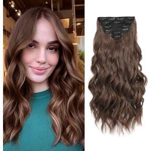 Fliace Clip in Hair Extensions for Women Chestnut Brown Long Wavy Hair Extensions Clip Ins 6PCS 16 Inch Synthetic Soft and Natural Thick Hair Pieces for Women Fliace Clip in Hair Extensions for Women Chestnut Brown Long Wavy Hair Extensions Clip Ins 6PCS 16 Inch Synthetic Soft and Natural Thick Hair Pieces for Women