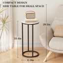 C Shaped End Table, Couch Side Tables for Living Room, Round Sofa End Table with Metal Frame, Small Wooden Snack Table for Bedroom, Small Spaces, Easy Assembly (Black,2pcs)
