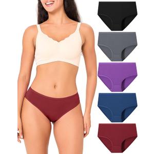 BAMBOO COOL Women's Cool Bikini Briefs for Women Lightweight Panties Stretchy Soft Breathable Underwear 5-pack (M)