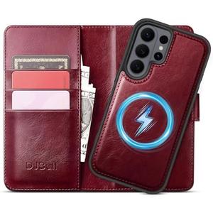 DJBull 2-in-1 Detachable Wallet Case for Samsung Galaxy S26 Ultra RFID Blocking Flip Folio with Card Holder | PU Leather Shockproof Protective Cover Women Men for Samsung S26 Ultra Phone Case Wine Red