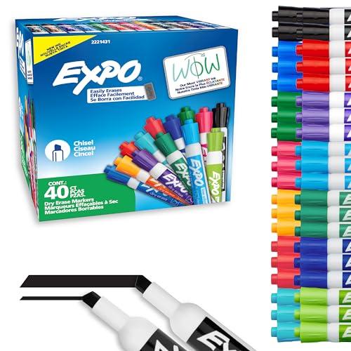 EXPO Dry Erase Markers, Low Odor Ink, Assorted Fashion Colors, Chisel Tip, 40 Count - Whiteboard, Essential Supplies for Office, School, Classroom, Teachers,Missing Pcs
