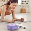 SURITCH for Beats Fit Pro Case Cover Protector, Shock-Absorbing Protective TPU Shell for Beats Fit Pro Charging Case 2021 Earbuds Secure Locking System with Anti-Lost Keychain, Stone Purple