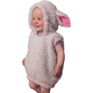 Kids Sheep Costume Boys Girls Furry Hooded Vest Cute Animal Costume Little Lamb Christmas Outfits (4-5 Years, White)