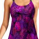 Women Underwire Tankini Top Only - Modest Flowy Bathing Suit Swimsuit Tops with Bra Support No Bottom (Black, L)