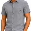 Spyder Mens Short Sleeve Button Down Shirts - Lightweight Stretch Casual Collared Dress Shirts for Men Travel Office Workwear S