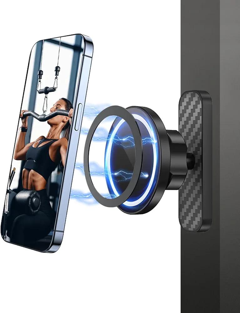 360 Degree Gym Magnetic Phone Holder, Adjustable Portable Gym Magnetic Phone Holder with Dual-Sided N52 Super Magnets, Compatible with 4-6" Smartphones, Secure Grip Scratch-Proof Alloy Base(Black) 360 Degree Gym Magnetic Phone Holder, Adjustable Portable Gym Magnetic Phone Holder with Dual-Sided N52 Super Magnets, Compatible with 4-6" Smartphones, Secure Grip Scratch-Proof Alloy Base(Black)