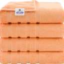 American Soft Linen Luxury 4 Piece Bath Towel Set, 600 GSM 100% Cotton Turkish Bath Towels for Bathroom, 27x54 in Extra Large Bathroom Shower Towels, Malibu Peach