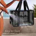 Iridescent Clear Beach Bag for Women, Large Pool Tote Cruise Vacation Essentials - Waterproof, Zipper Closure (Large - Jelly Black)