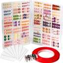 Large Clear Press on Nails Storage Box, Empty Press on Nails Packaging Box Set with Double-sided Adhesive Tape and 50 Arcylic Nail Display Stand Can Be Used to Store and Store Personal Items
