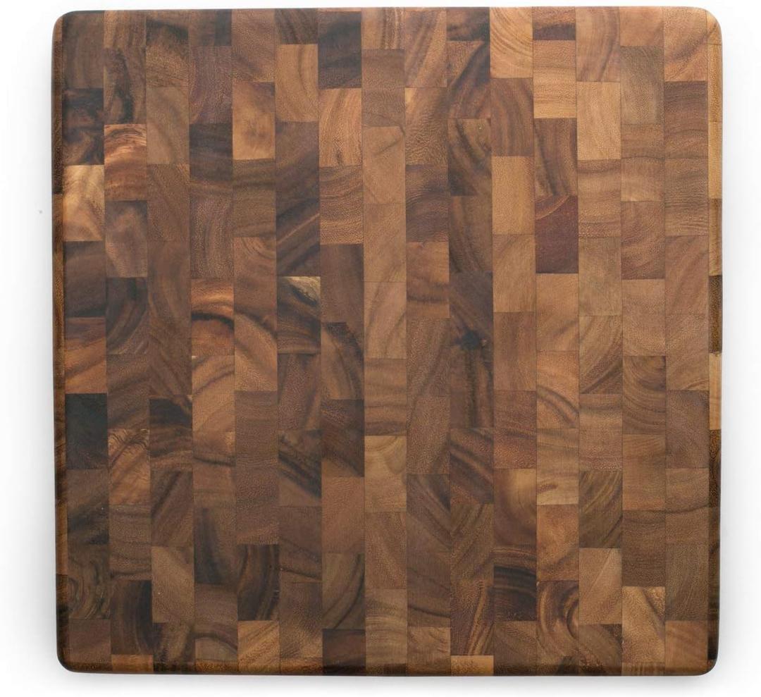 Ironwood Gourmet 28218 Square Charleston End Grain Chef's Board , Acacia Wood 14" Square