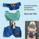 Clothes for 17cm LABUBU Doll (No Doll)- 3 Sets Premium Handmade Adjustable Kawaii Outfits for 17cm Labubu Collectibles Stylish Fashion for Play Display Holidays
