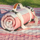 Blanket Waterproof Foldable, Pink Flower Pattern Large Outdoor Picnic Blanket Beach Blankets Camping Blanket Travel Mat, Shoulder Strap Tote, Rectangle