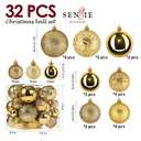 Senjie Gold Shatterproof Christmas Ball Ornaments, 32 Pcs, Plastic, Hanging, Christmas, Wedding
