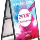 Relx 24x36 Inch A Frame Sign, Double-Sided Metal Sandwich Board, Heavy Duty Slide-in Sidewalk Signs for Outdoor Street Advertising Poster (Frame only)