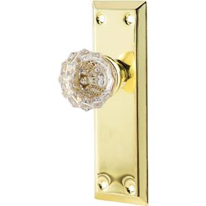 2 Pack Vintage Single Sided Crystal Dummy Door Knobs Interior, Antique Long Plate Glass Dummy Door Knobs in Polished Brass/Gold