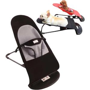 Pet Rocking Chair for Dogs & Cats, Pet Dog Cat Rocker Bed Chair, Indoor Lounge, Adjustable and Portable Foldable, maximun Weight 36lb, Perfect for Small Dogs Shiba Inus, Teddies etc and cat. (Pure Black)