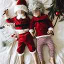 ZAXARRA Baby Christmas Clothes Boys Girls Santa Jacket Velvet Outwear Coat Long Pants with Hat Baby Santa Costume (12-18 Months, Wine Red)