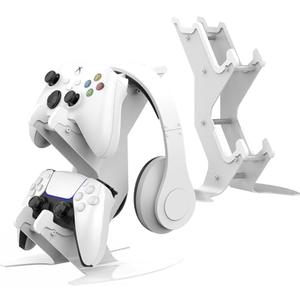 DOYO Controller Holder Stand, Universal Metal Material Game Controller Headset Stand Controller Accessories for Gamepad of PS5 / Xbox / PS4 / Switch (White)