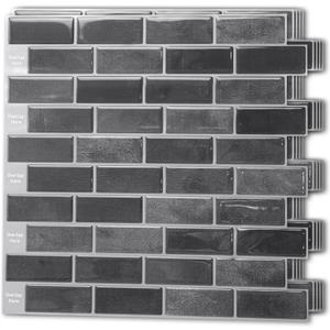 Art3d 10-Sheet Kitchen Backsplash Tiles Peel and Stick, Self Adhesive Wall Tile Sticker for Kitchen Island Bathroom Laundry Room RV Renter 12" x 12" - Smoky Black