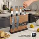 FINDKING Magnetic Knife Block, Double-Sided Knife Holder with Strong Magnets, Acacia Wood and Black White Resin, Countertop Kitchen Knife Storage Stand (12 10 Inches, Without Knives)