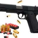 Foam Bullet Toy Gun with 2 Magazines, 40 Shells and 50 Soft Bullets, Complete Gift Set for Kids Ages 6+, Realistic Shell Ejection, Auto Slide Return, Long Range Outdoor Play