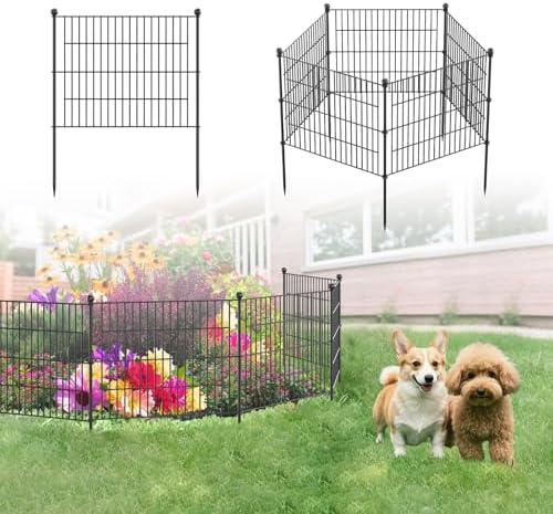 No Dig Fence Tall Garden Fence, 5 Panels Dog Fence Animal Barrier, Arched Flower Bed Edging Ornamental Wire Border for Yard Patio (5 Panels - 18 in(H) X 10 ft(L))