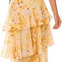 Women's Floral Maxi Dress Sexy Deep V Neck Backless Ruffles Dresses Beach Party Wedding Guest Dress (L)
