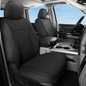 GIANT PANDA Front Car Seat Covers Custom Fit Dodge Ram 1500 2500 3500 Trucks Seat Protectors (Black) 2-Pack (Leather)