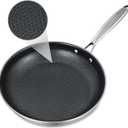 Lorchy Home 12" Hybrid Nonstick Frying Pan, Large Stainless Steel Ceramic Nonstick Skillet, Non Stick Pan for Family Meals & Steak, Stay-Cool Handle, Induction Compatible, Oven Safe