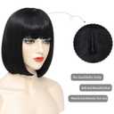 YBYMCAI Black Bob Wigs For Women Short Black Bob Wig With Bangs Straight Bob Bangs Wig 10 Inch Natural Looking For Daily Party Use