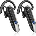 Link Dream Bluetooth Earpiece Wireless CVC8.0 Headset for Cell Phone Dual Mic Noise Canceling Handsfree Phone Earpiece with Mute 20Hrs Talk Time 180 Day for iPhone Android Home Office Driving 2 Pack