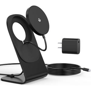 Magnetic Wireless Charger for iPhone 16/15/14/13/12 - Mag Charger+20W USB C Adapter, Fast Wireless Charging Stand/Pad with 5ft Cable for iPhone 16/15/14/13/12 Pro Max Plus Mini, Mag-Safe-Black