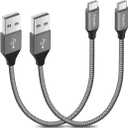 etguuds USB to USB C Cable 1ft, 2-Pack Short USB A to Type C Charger Cord Fast Charging for Samsung Galaxy A17 A16 A15 A26 A36 A56, S25 S24 S23 S22 S21 S20 S10 Note 20, for iPhone 17 16 15, Moto